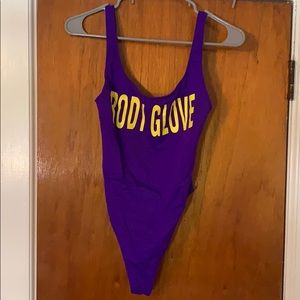 Retro body glove one piece high leg one piece